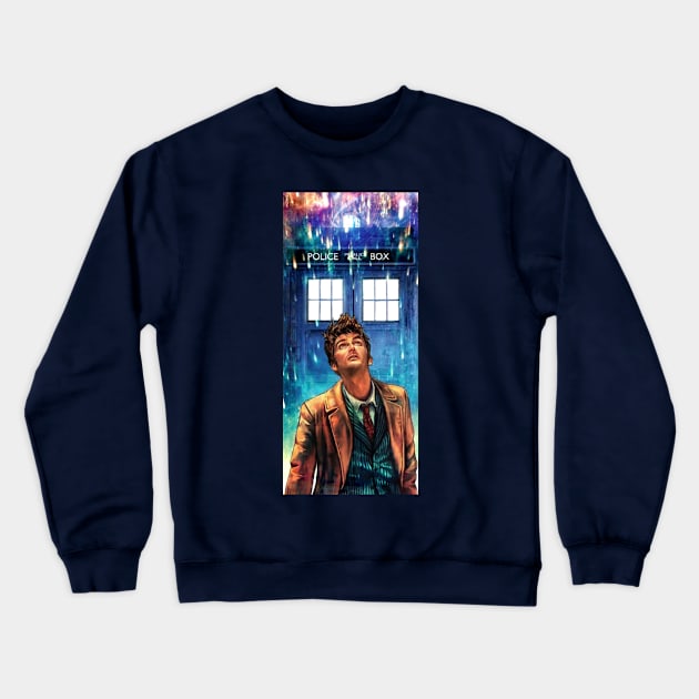 Ten & Tardis Crewneck Sweatshirt by Blackout_21